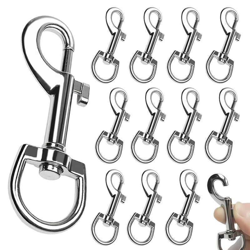 MCSDFN 12 Pcs Swivel Eye Bolt Snap Hooks 3.2 Inch Zinc Alloy Single Ended Flag Clips Trigger Bolt Hooks Swivel Snaps for Diving, Pet Leash, Key Chain, Flag, Clothes Line - Image 1